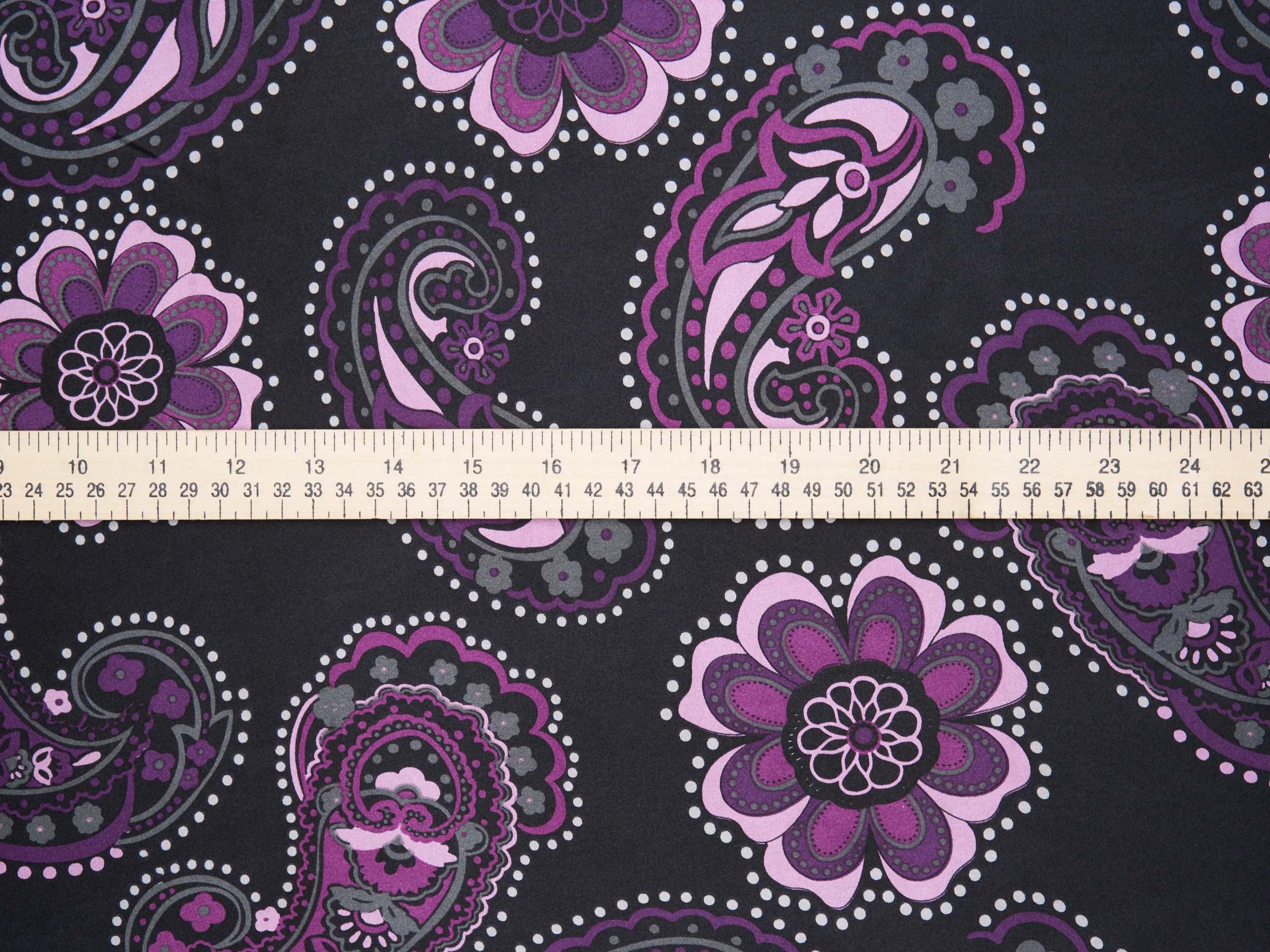 Charmeuse satin fabric by the yard -  Purple  Daisy paisley print
