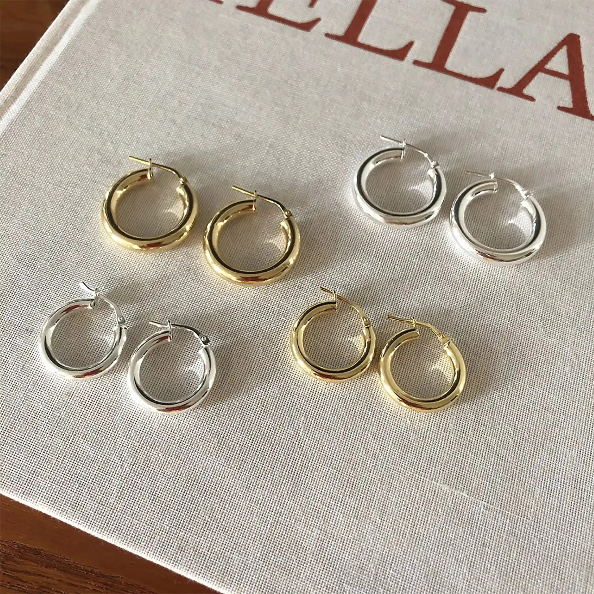 Chunky Hoop Earrings – Large – Silver & Gold-Plated Silver