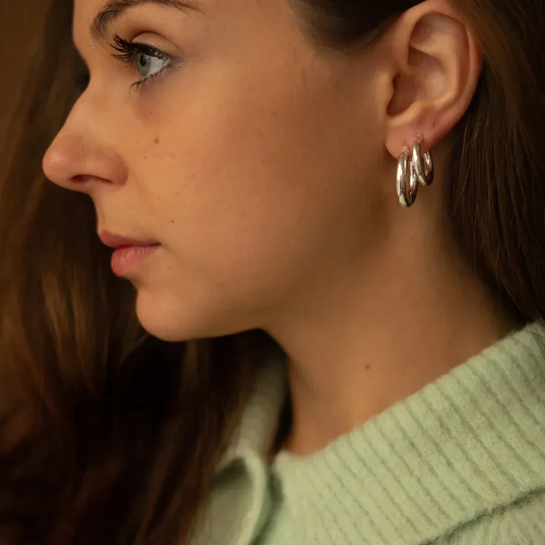 Chunky Hoop Earrings – Large – Silver & Gold-Plated Silver