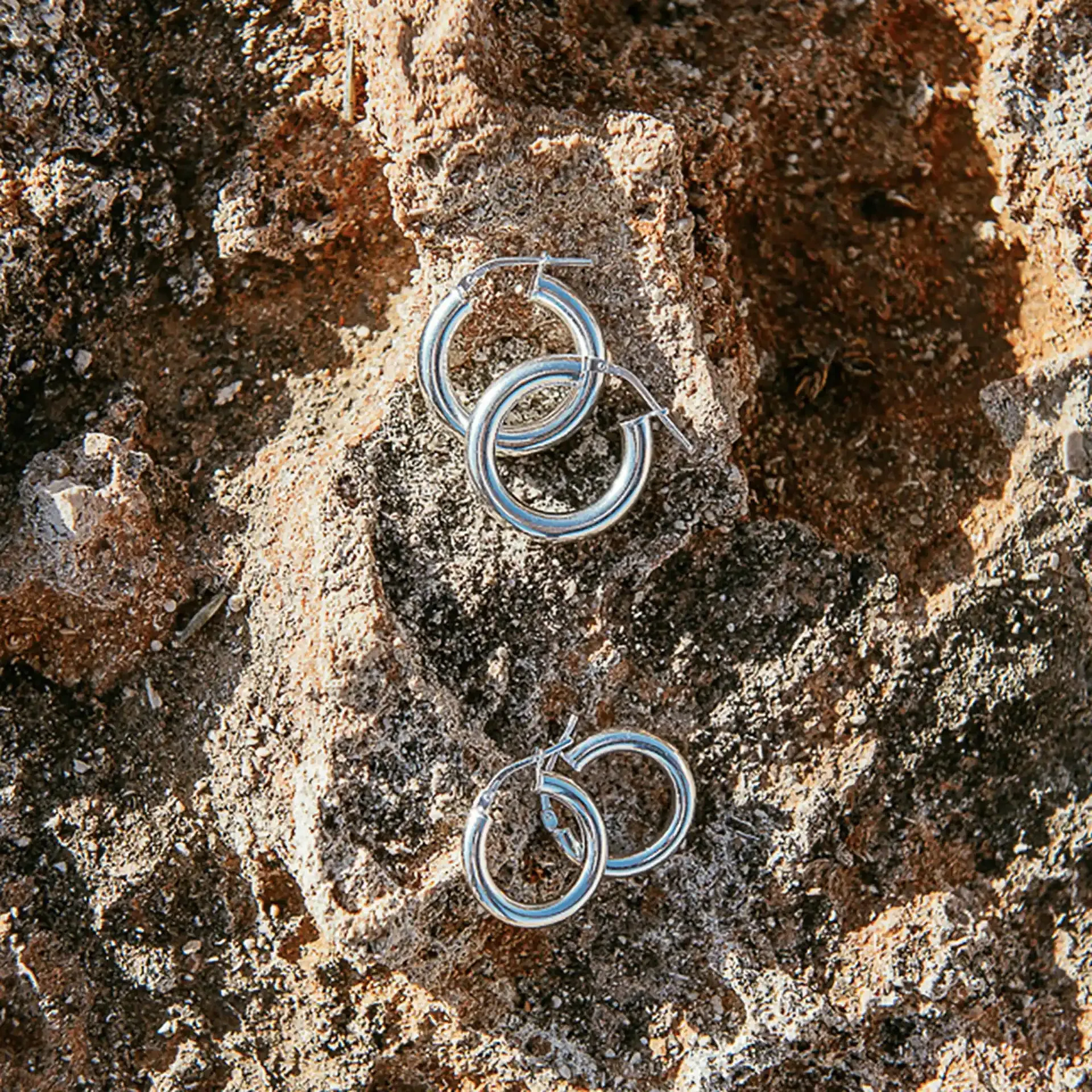 Chunky Hoop Earrings – Large – Silver & Gold-Plated Silver