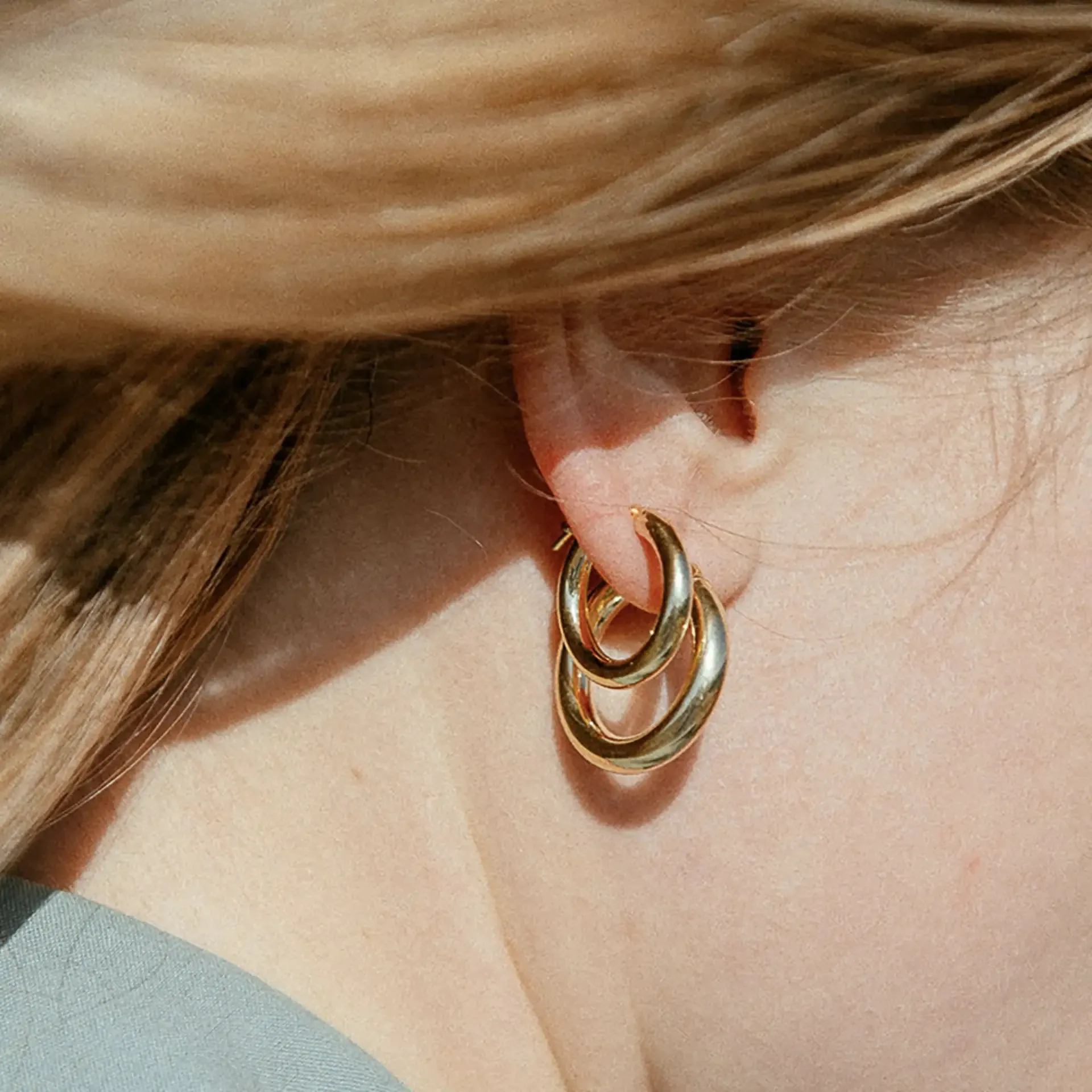 Chunky Hoop Earrings – Large – Silver & Gold-Plated Silver