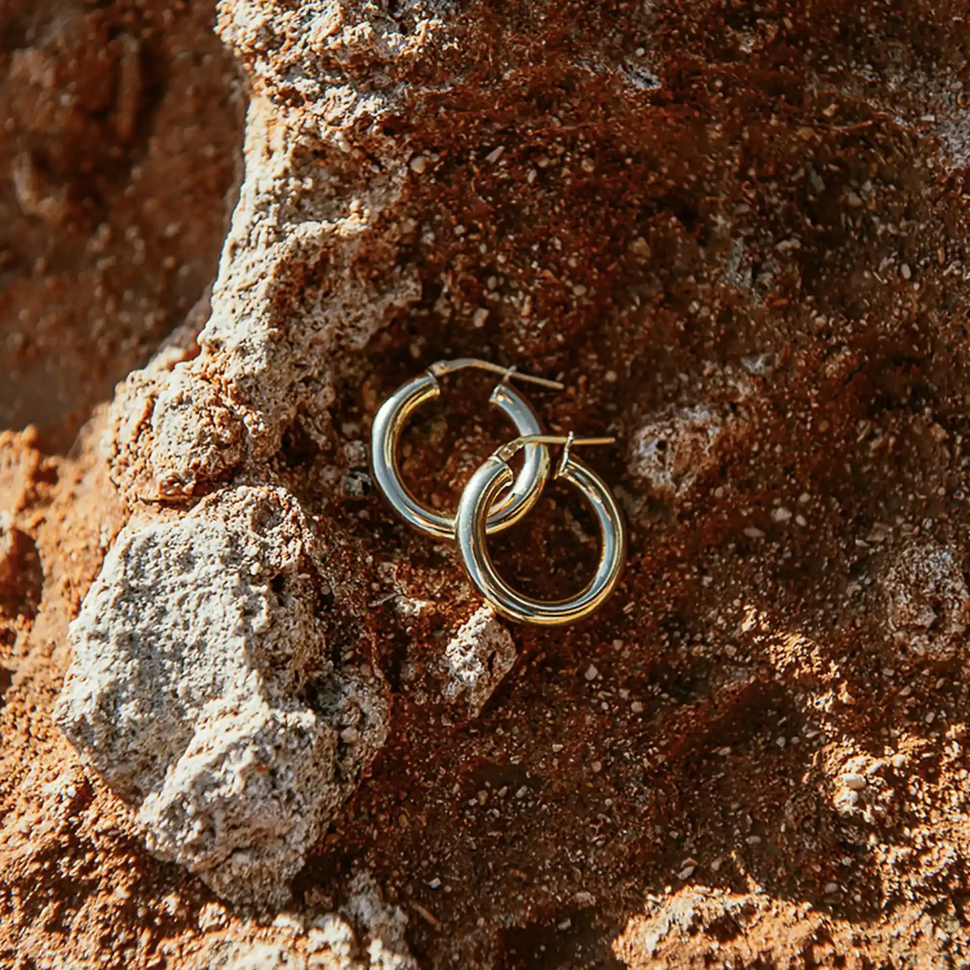 Chunky Hoop Earrings – Large – Silver & Gold-Plated Silver
