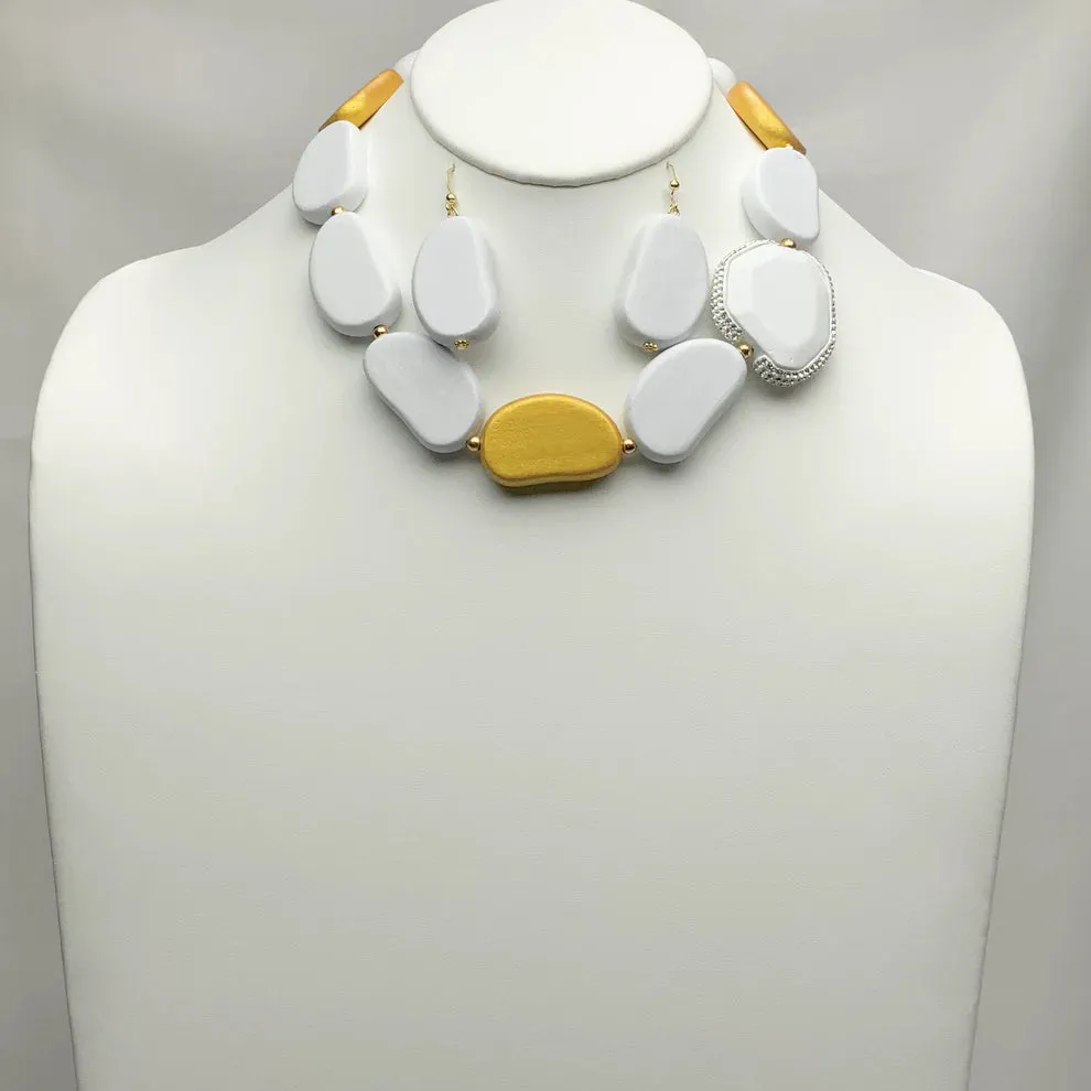 Chunky Wooden Earrings & Necklace Set ALL SALES FINAL