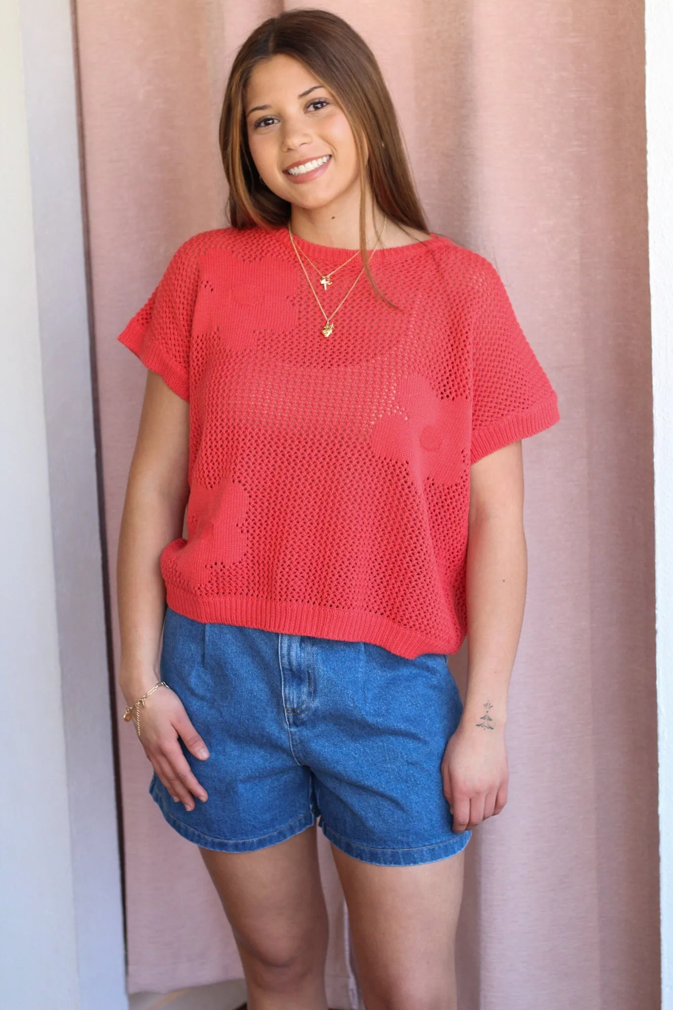 Daisy Coral Sweater