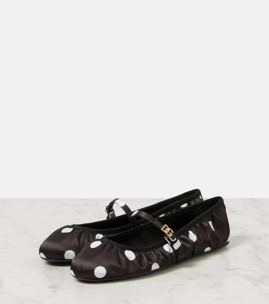 Dolce&Gabbana Odette polka-dot satin ballet flats
