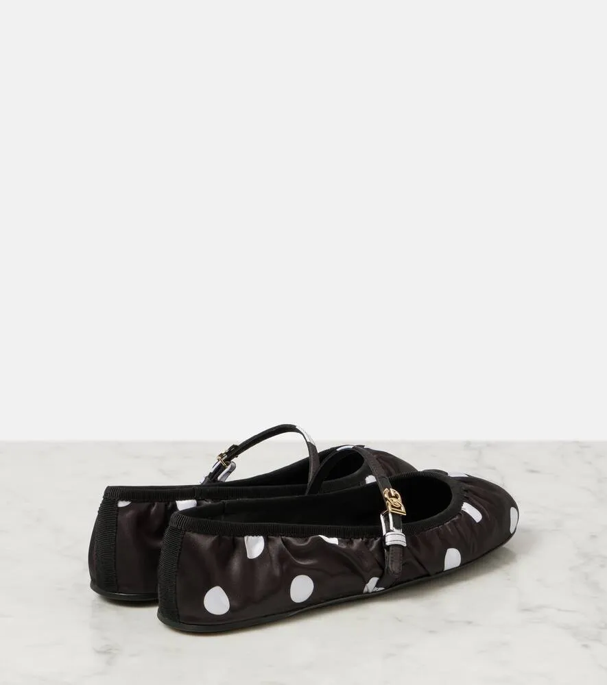 Dolce&Gabbana Odette polka-dot satin ballet flats