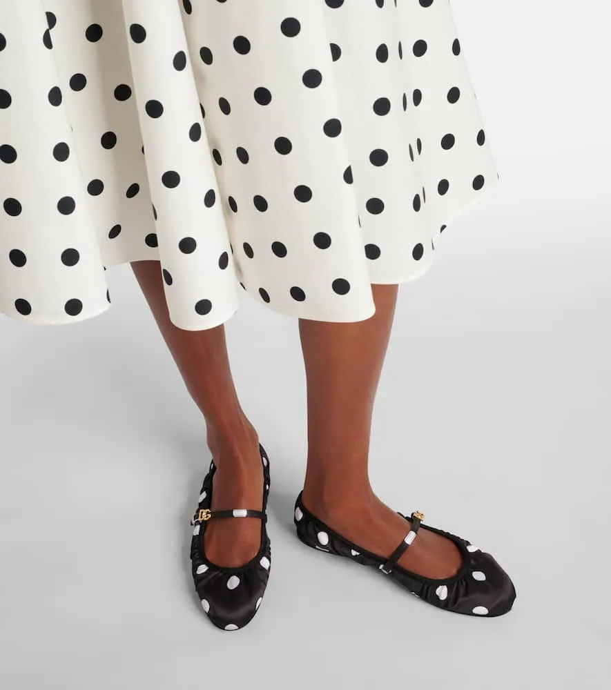 Dolce&Gabbana Odette polka-dot satin ballet flats