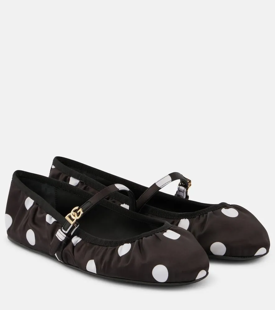 Dolce&Gabbana Odette polka-dot satin ballet flats
