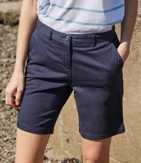 Front Row Ladies Stretch Chino Shorts | Navy