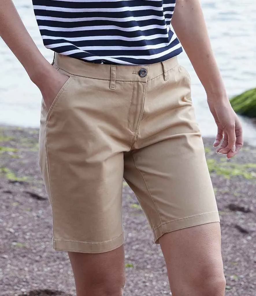 Front Row Ladies Stretch Chino Shorts | Stone