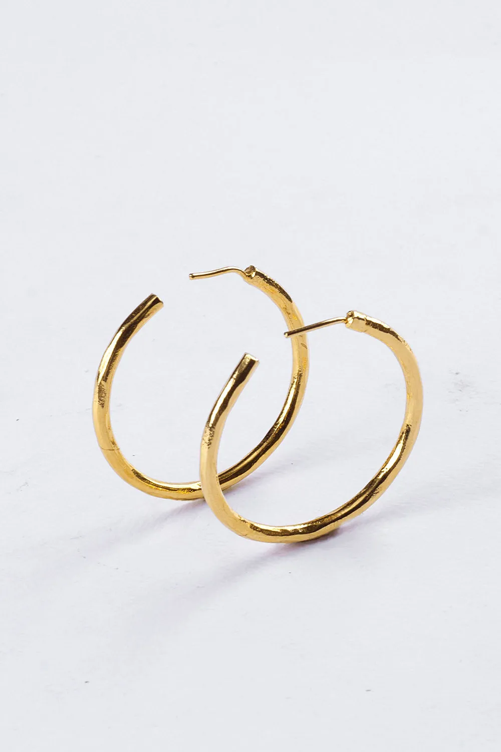 Hammered Hoop Earrings - Small