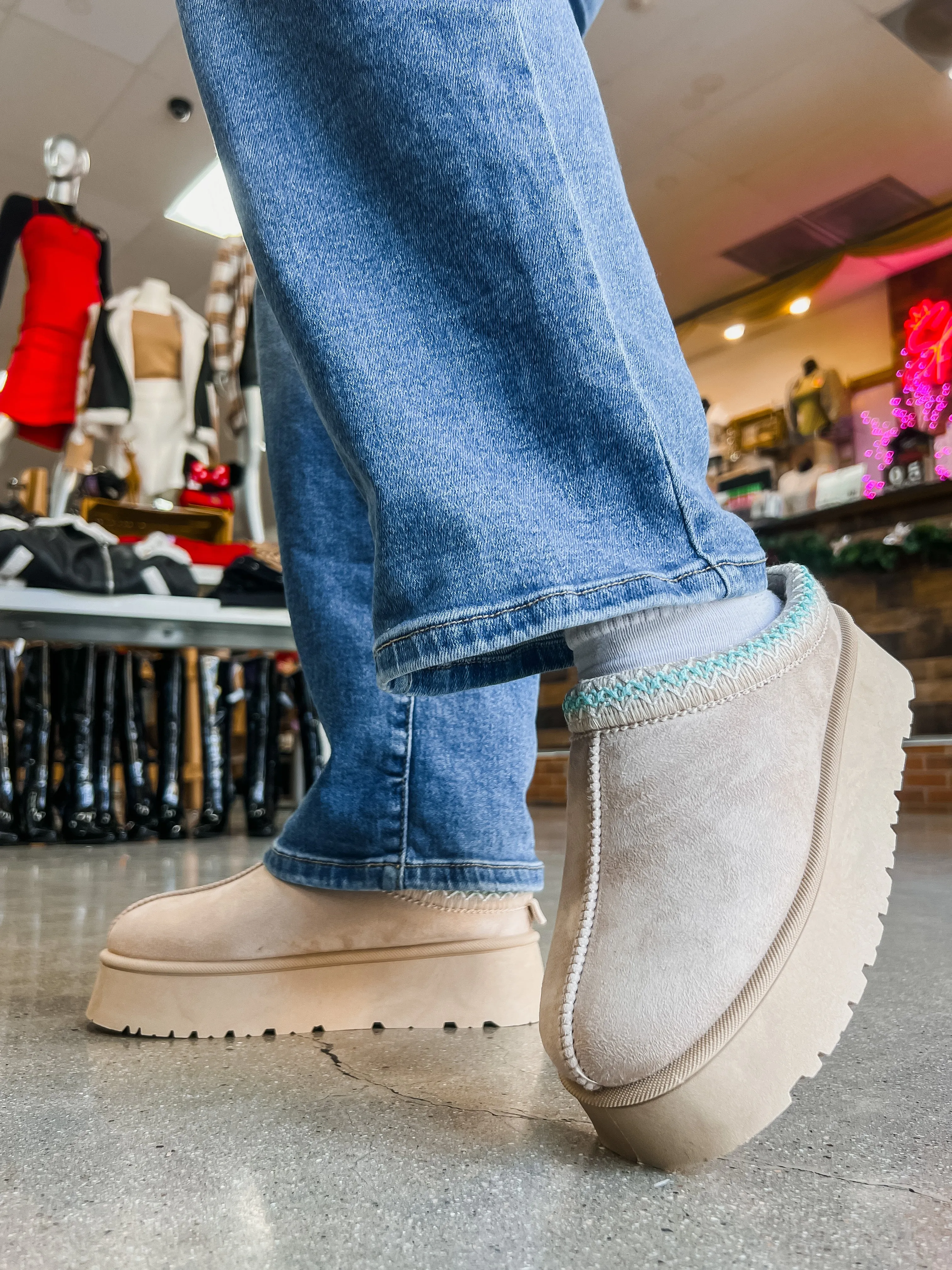Oaklee Platform Slip On Fur Booties