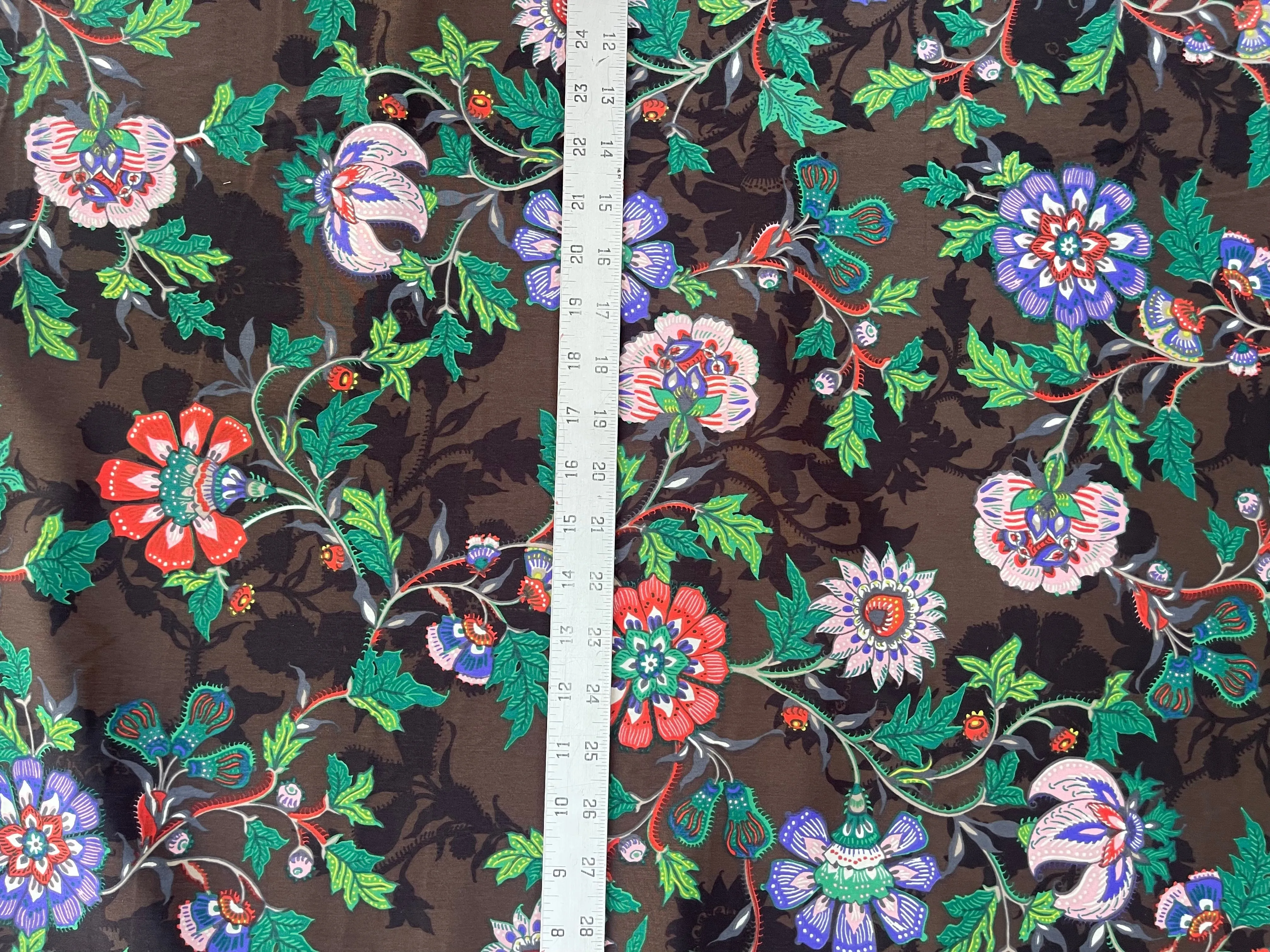 Peachskin  fabric by the yard -   Blue green floral  print