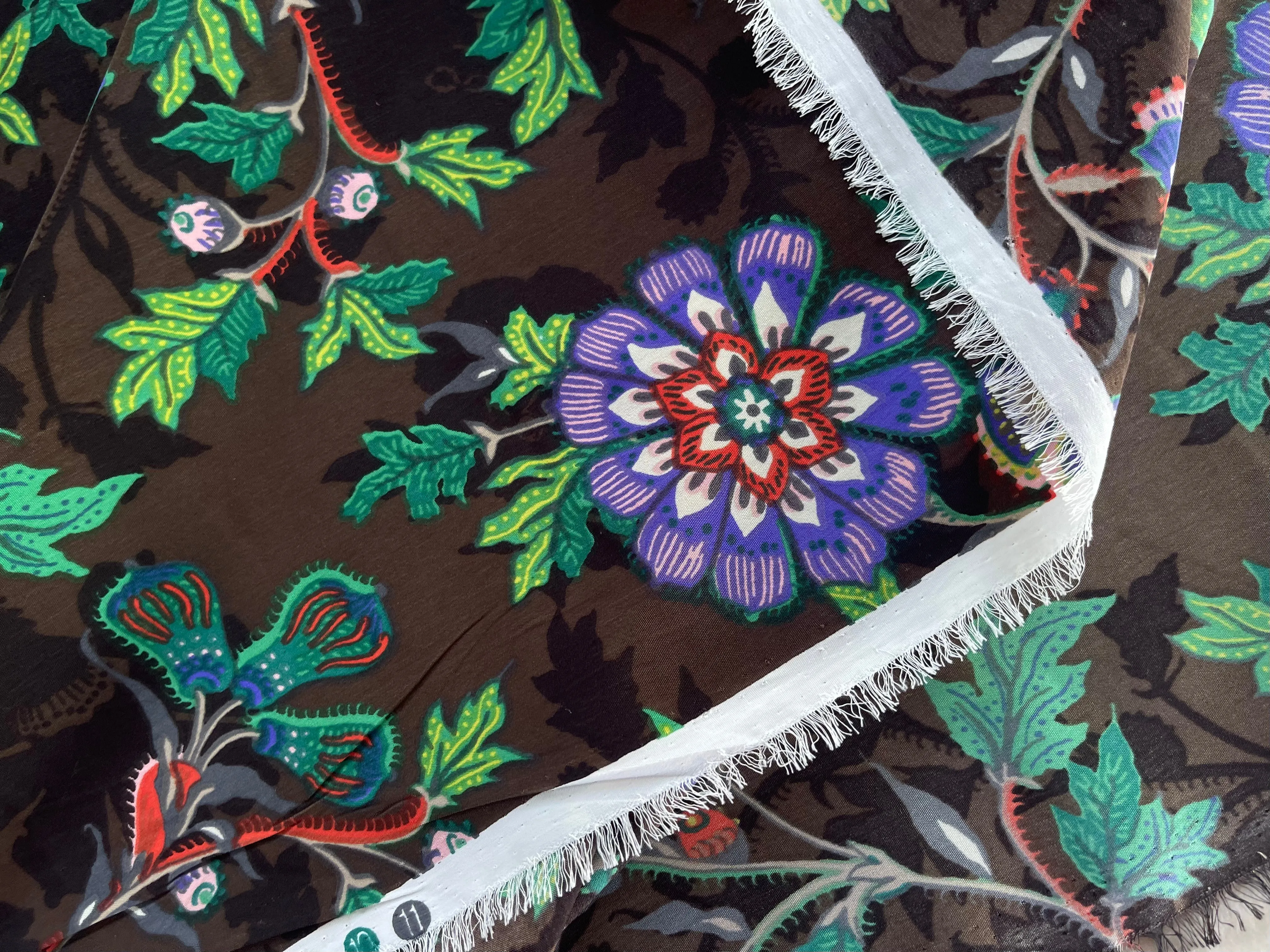 Peachskin  fabric by the yard -   Blue green floral  print