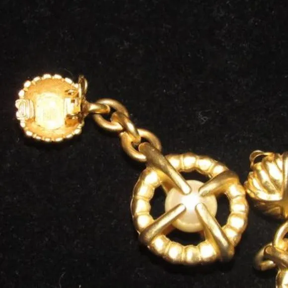 SALE-Givenchy Brushed Gold with Large Pearls Earrings