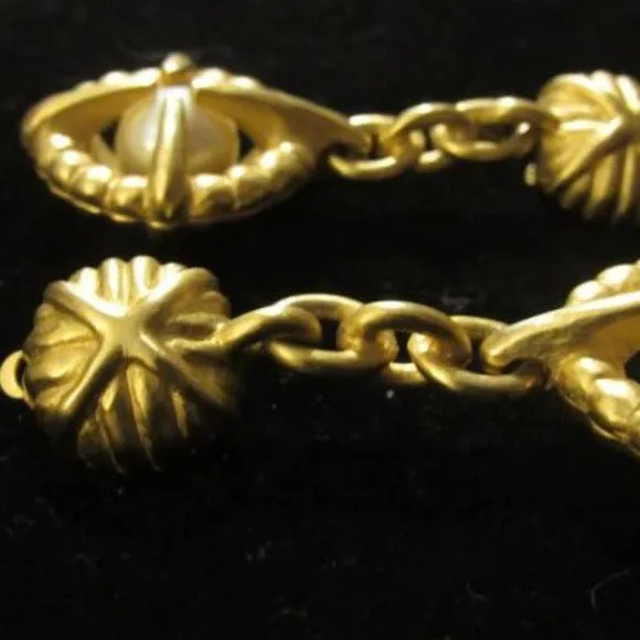 SALE-Givenchy Brushed Gold with Large Pearls Earrings