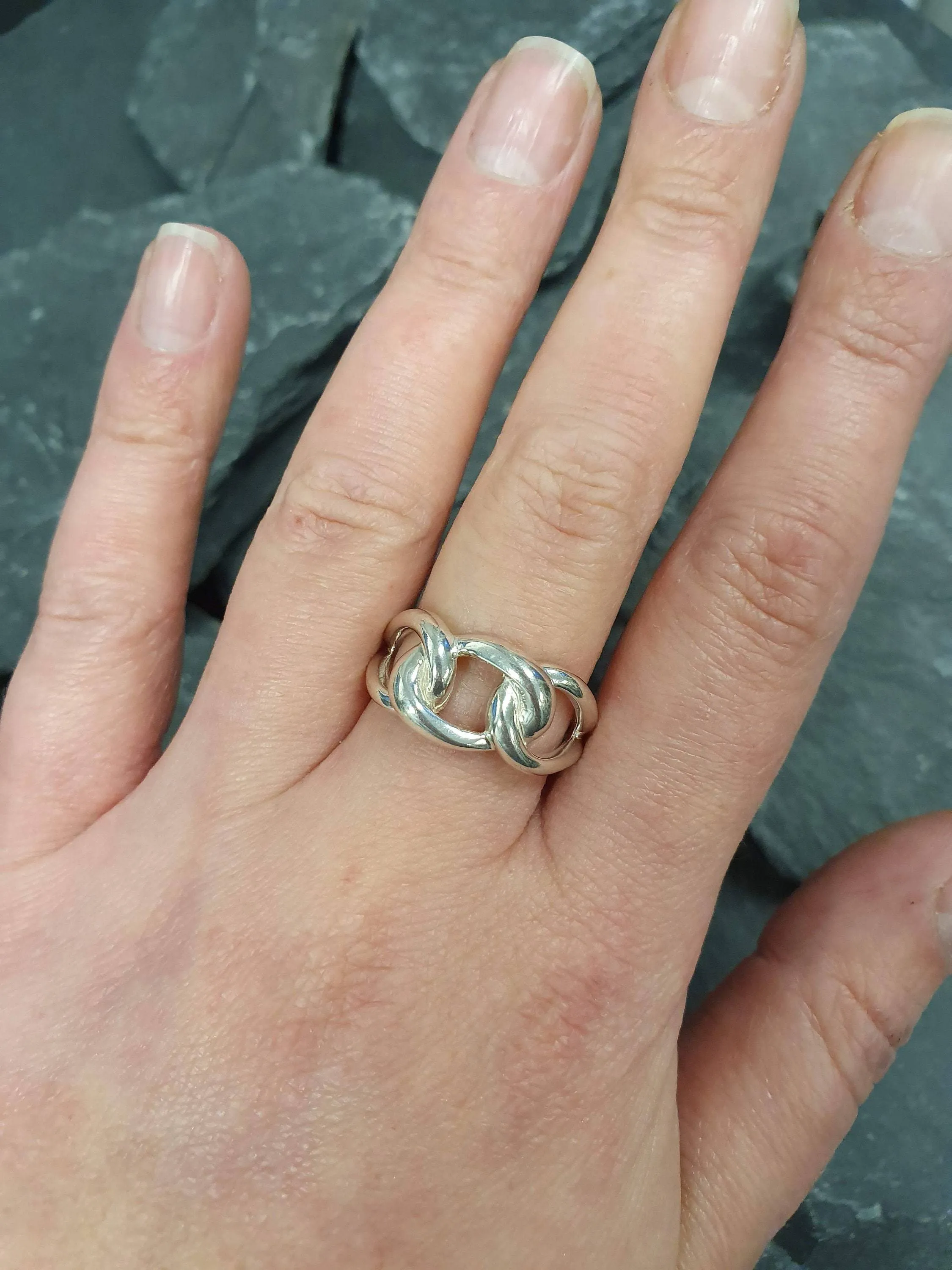 Silver Chain Ring - Twisted Silver Ring - Silver Chunky Ring