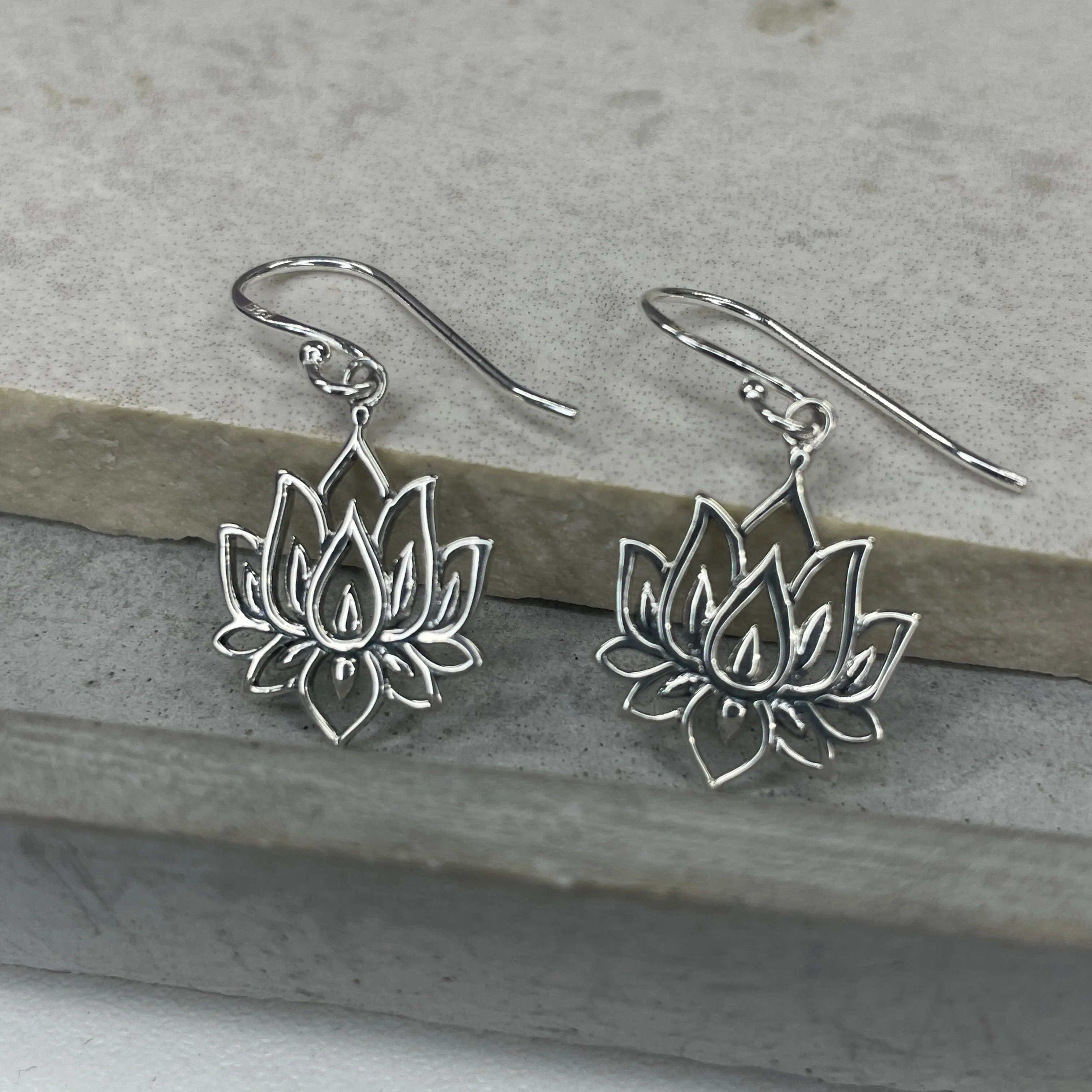 Silver Lotus Earrings