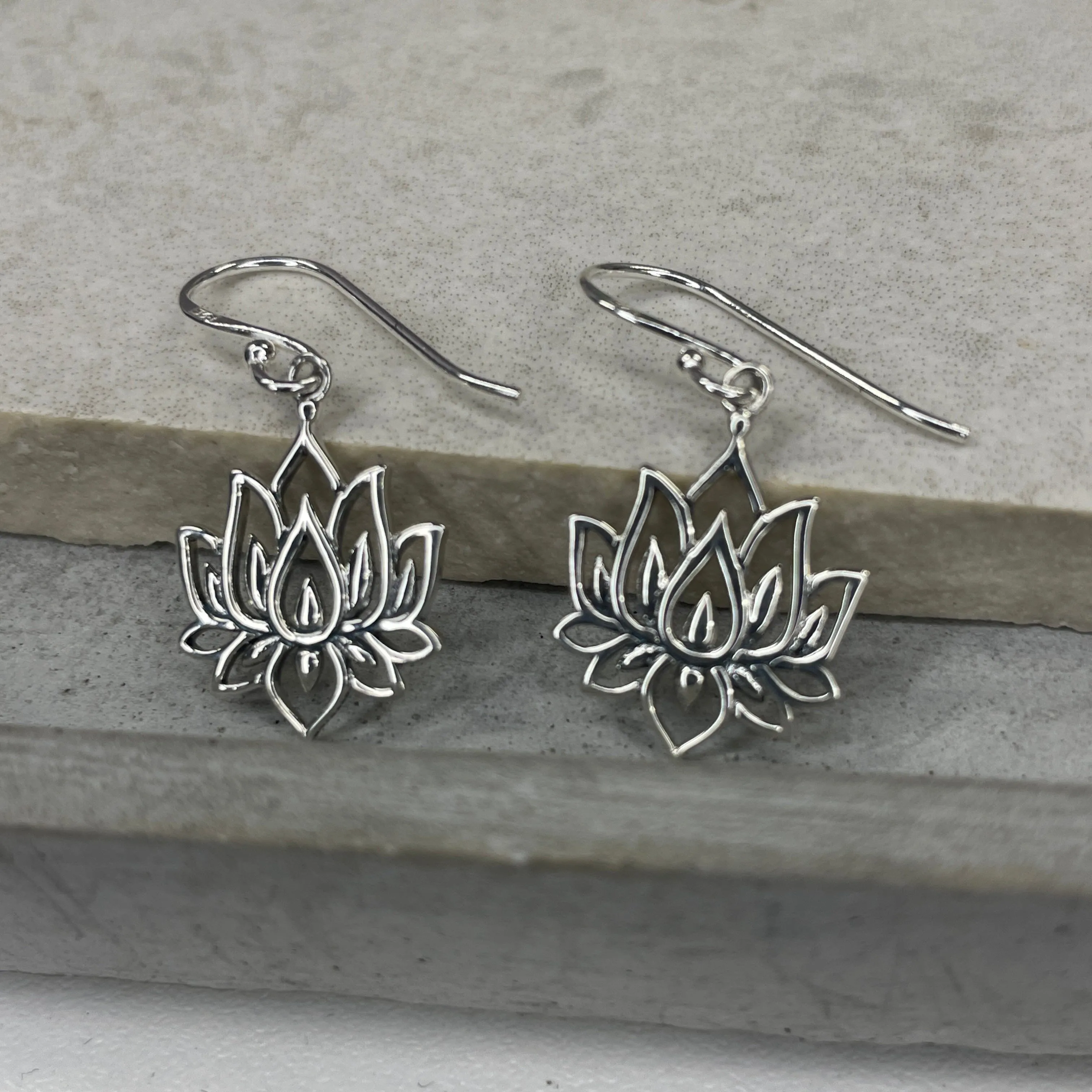 Silver Lotus Earrings