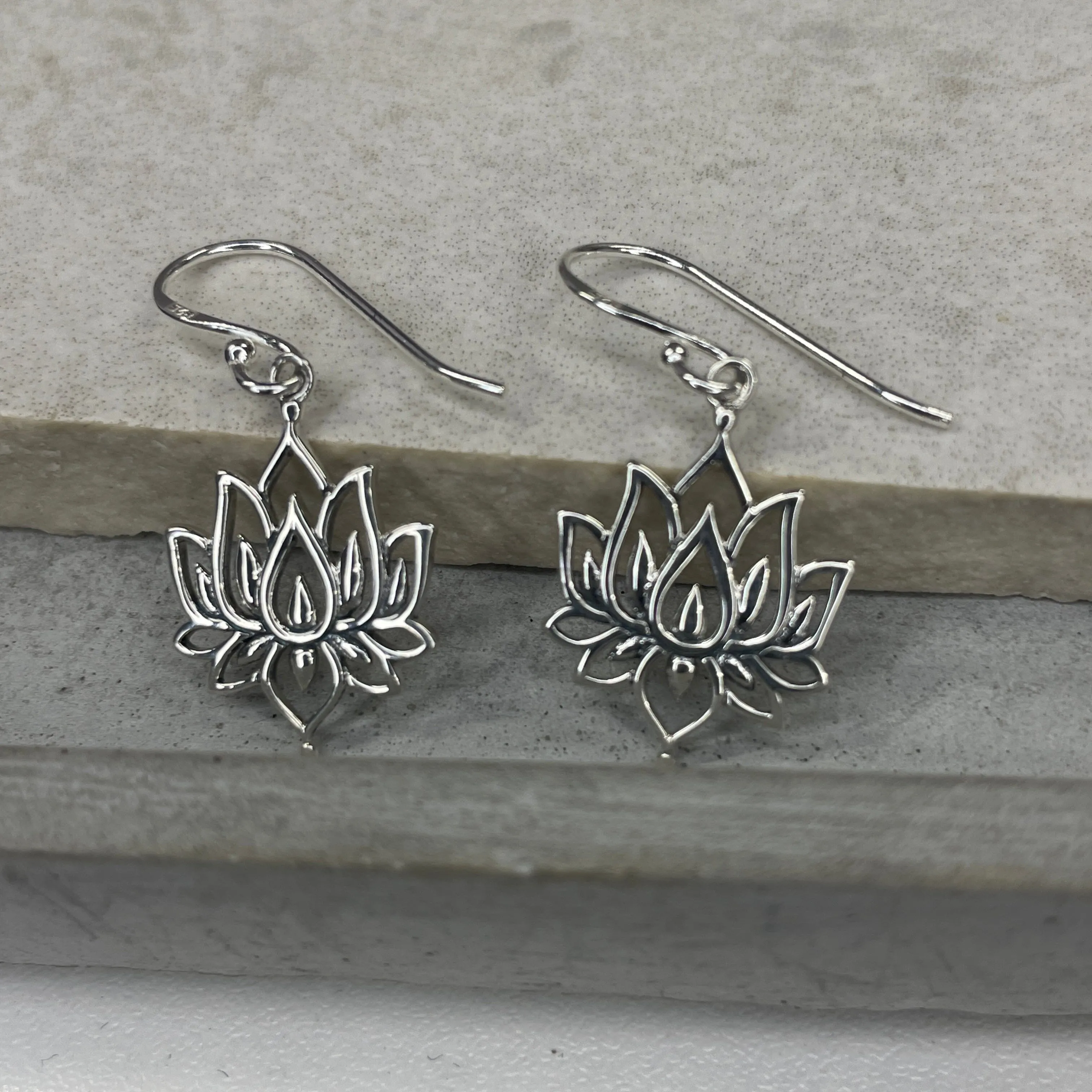 Silver Lotus Earrings