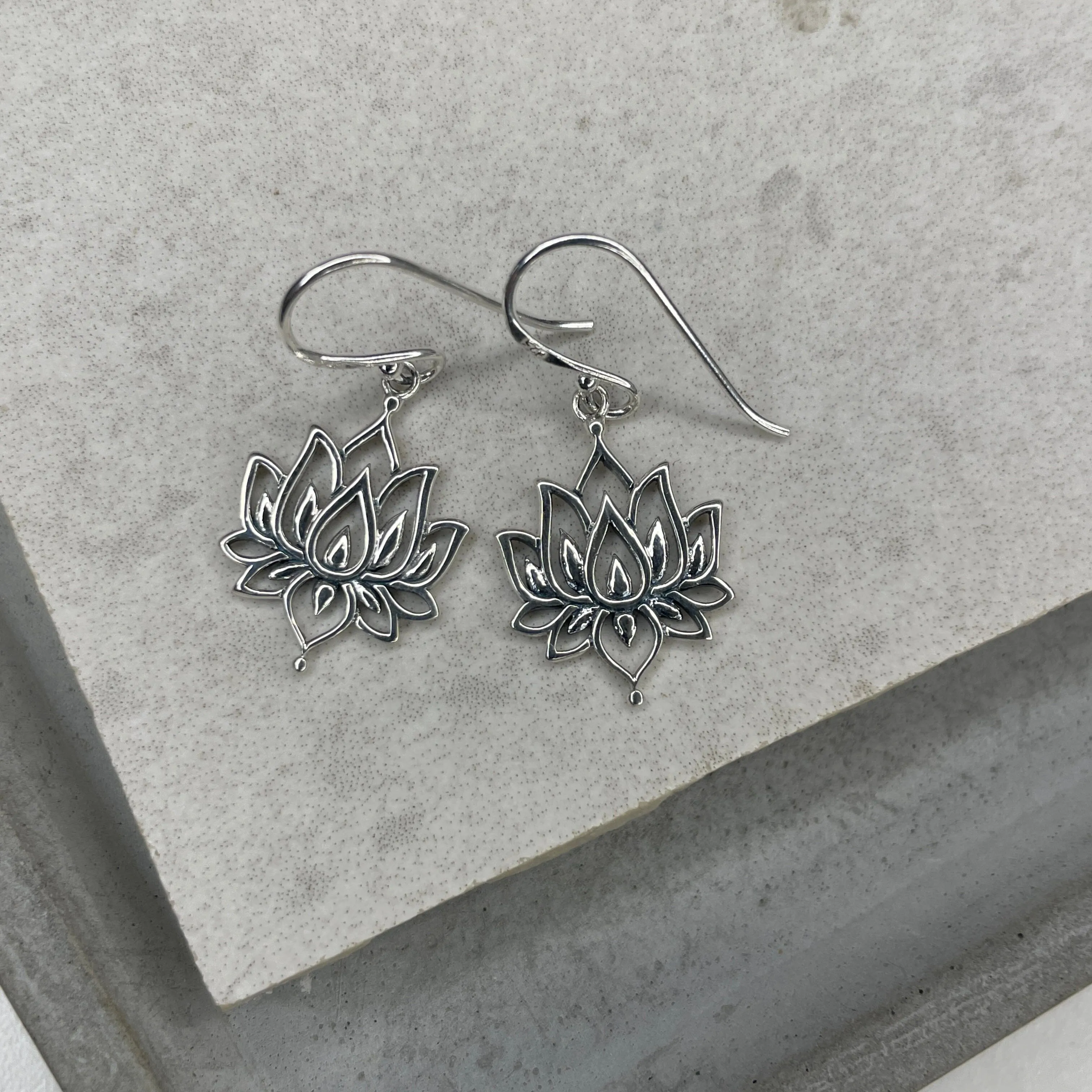 Silver Lotus Earrings