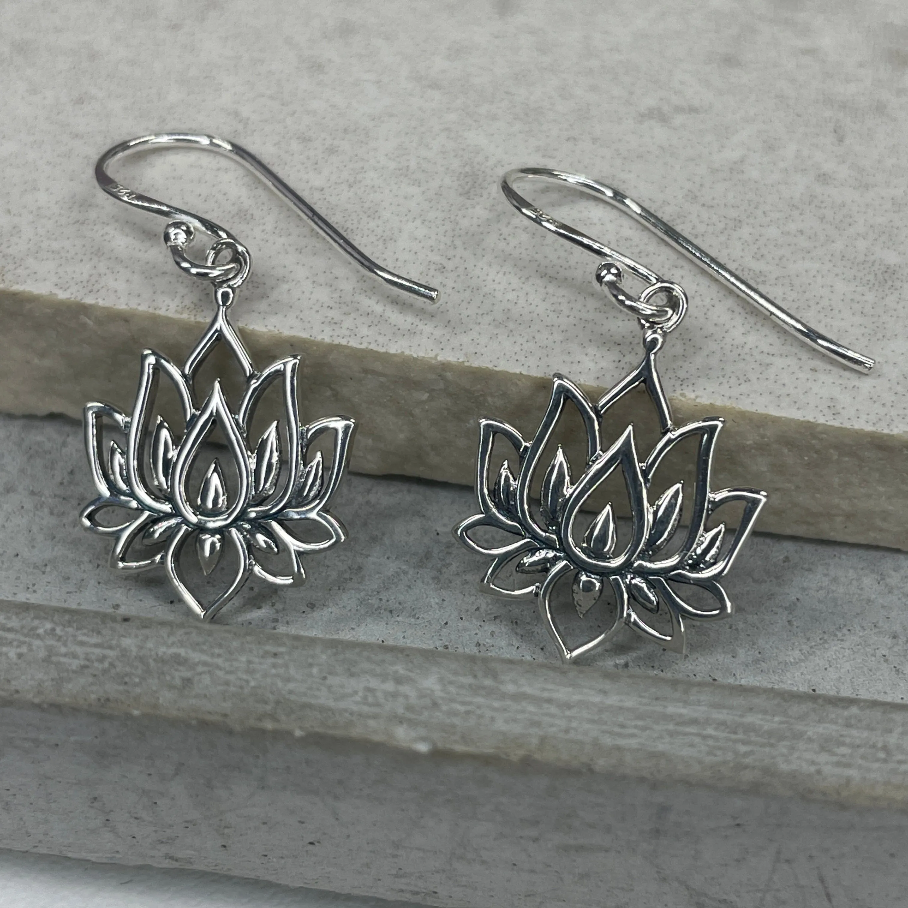 Silver Lotus Earrings