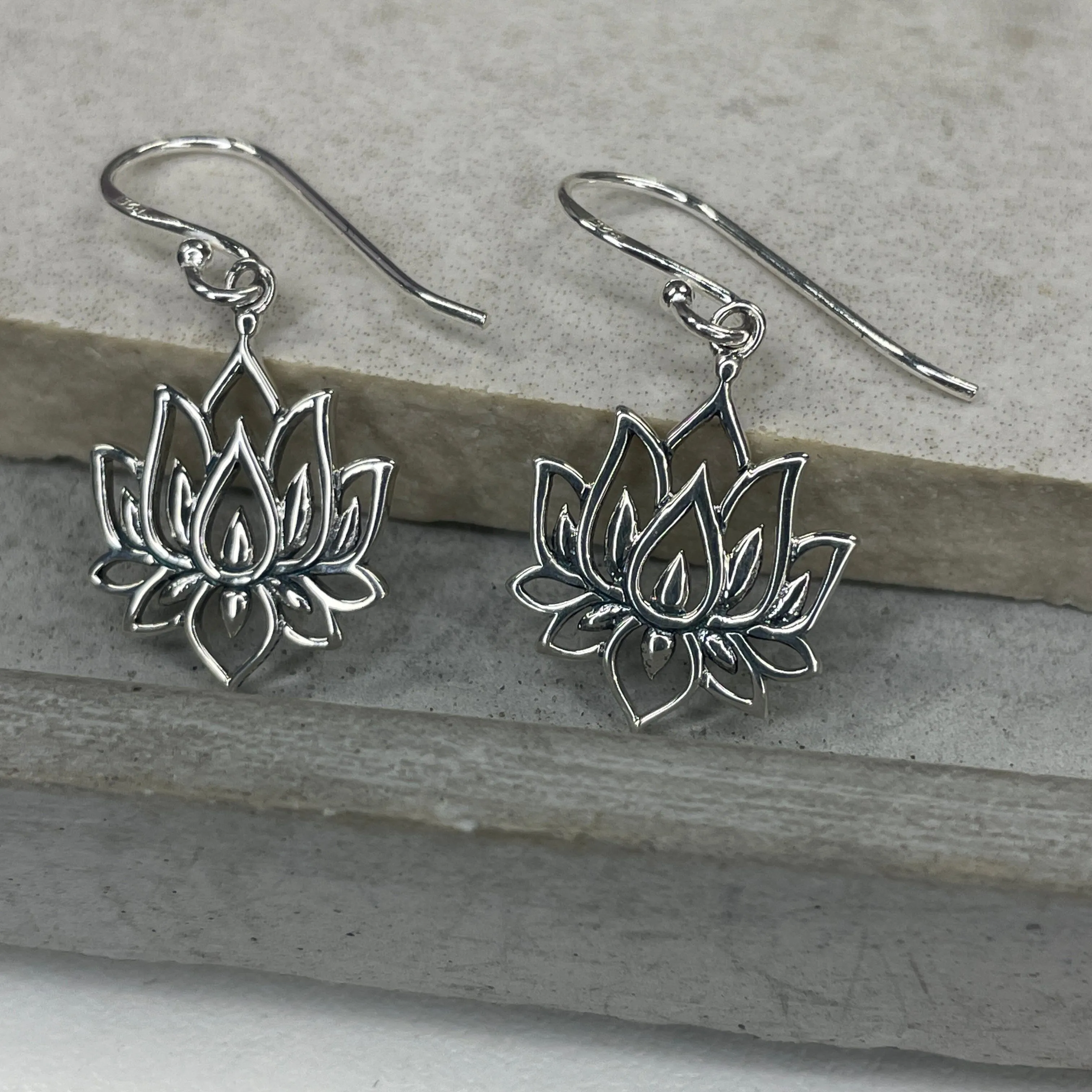 Silver Lotus Earrings