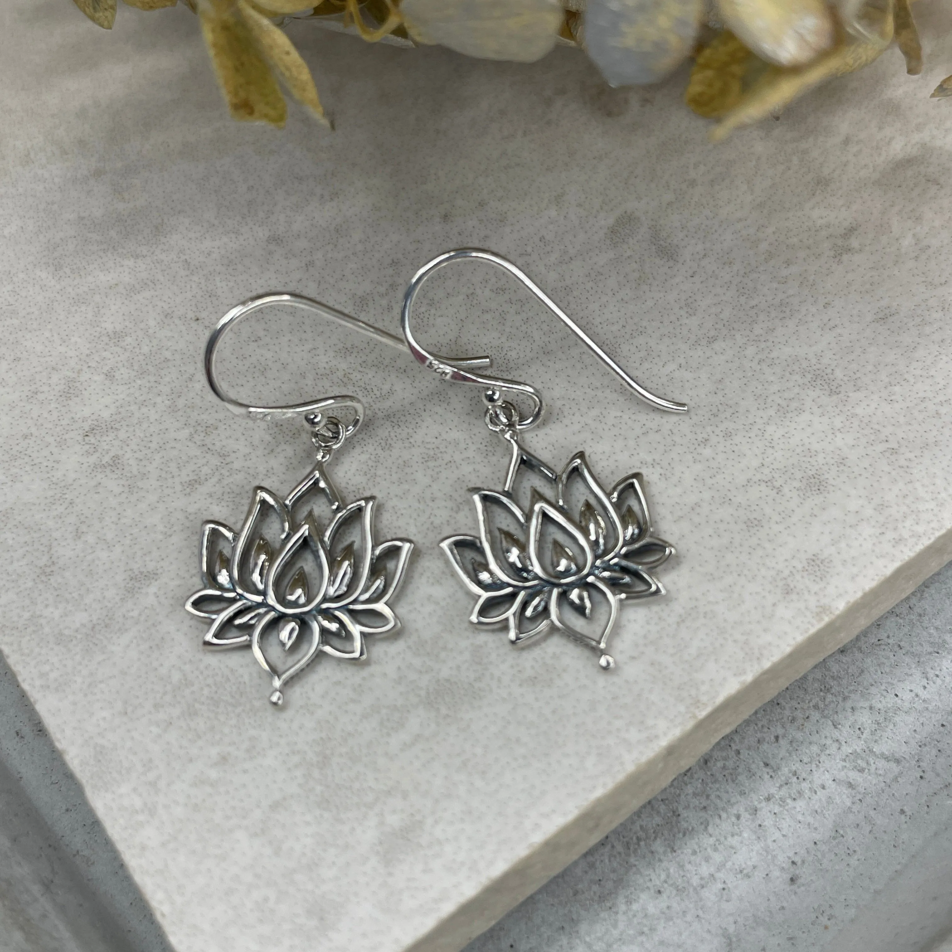 Silver Lotus Earrings