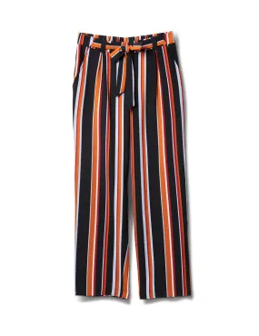 Striped Elastic Waist Soft Pant with Tie Belt