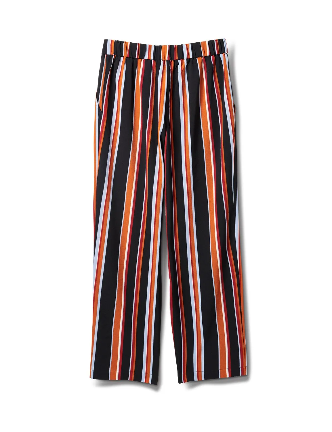 Striped Elastic Waist Soft Pant with Tie Belt