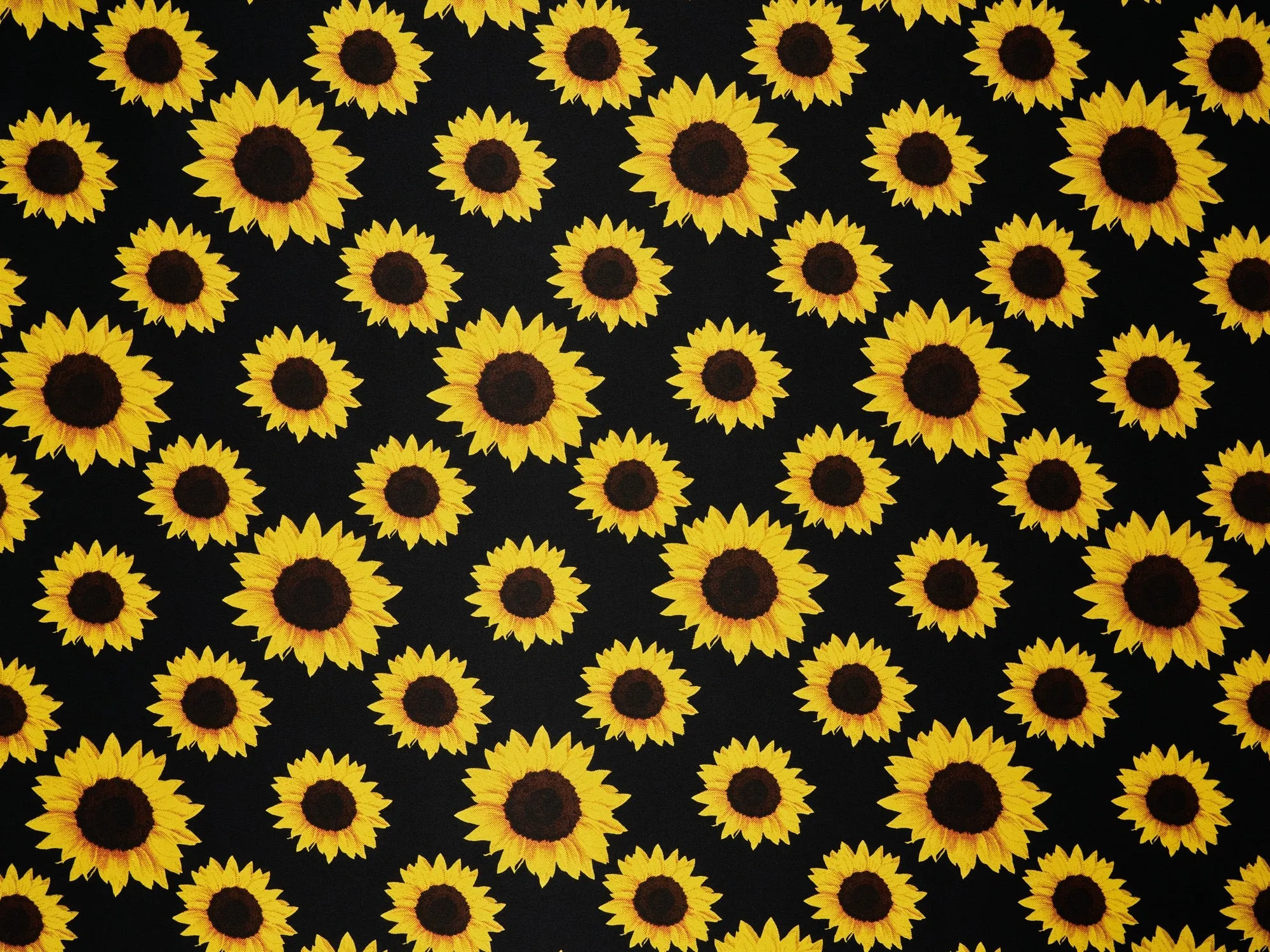 Sunflowers charmeuse satin fabric by the yard - Black sunflowers