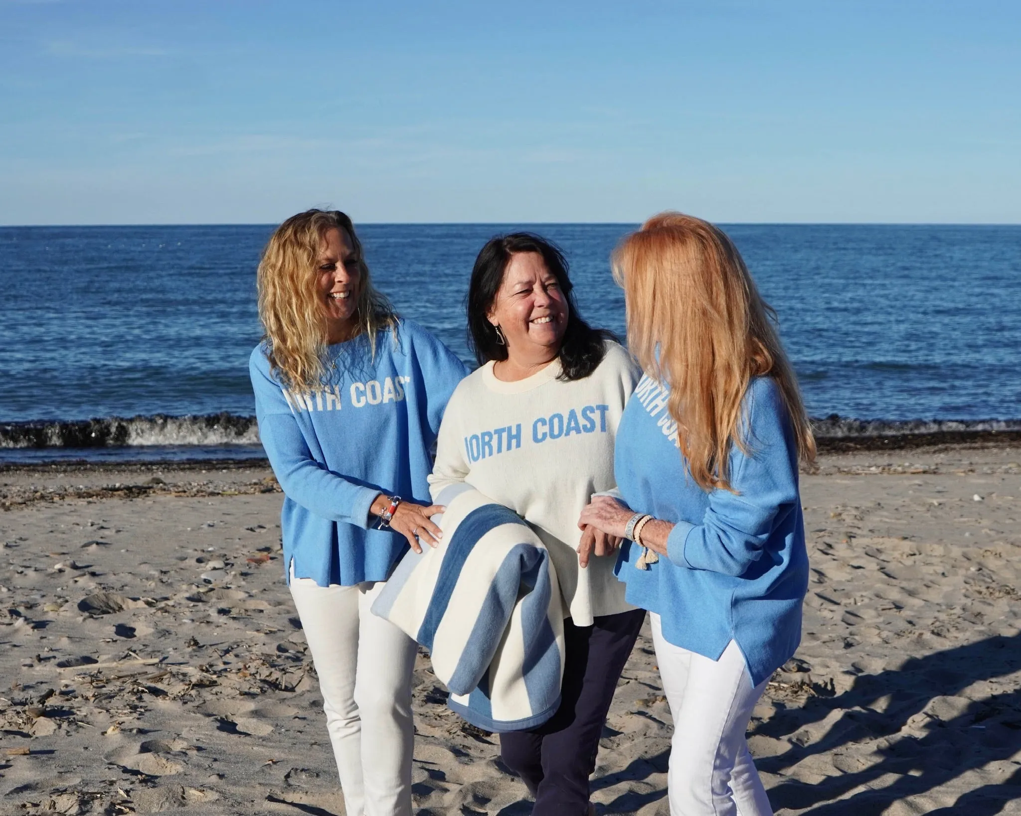 Women’s North Coast Sweater- Ivory/Cornflower Blue