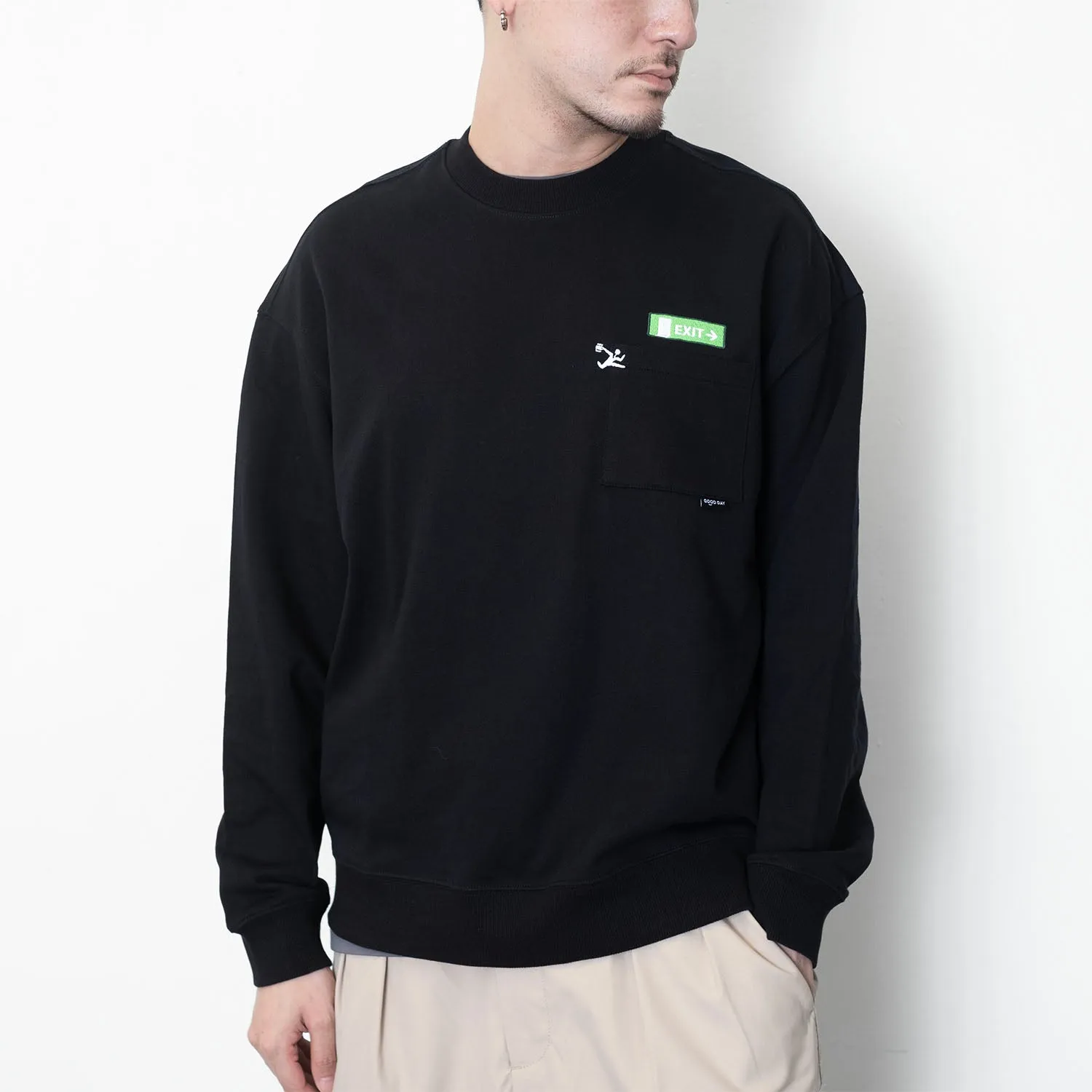 (ZW434) Exit Sign Embroidery Sweater